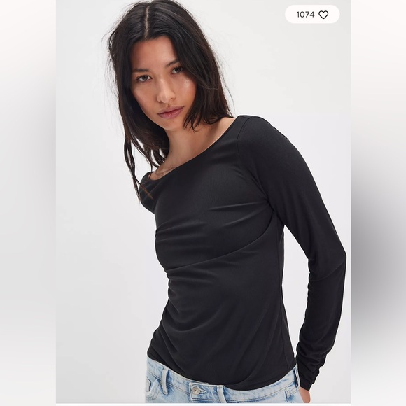 FREE PEOPLE riley long sleeve tee in black, sz S - Picture 5 of 16